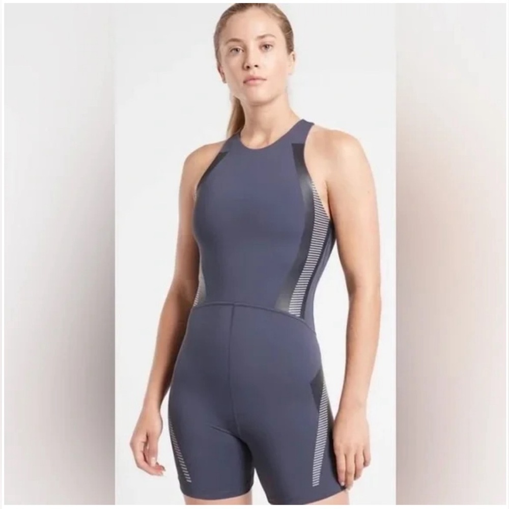 Athleta X Allyson Felix onsie bodysuit in medieval‎ violet size M sleveless